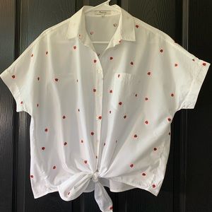 Madewell Courier Shirt with Strawberry Embroidery